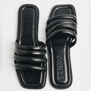 ETHNIC strappy black sandals slides size 40